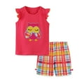 thumbnail image 1 of BULLPIANO Girl Summer Short Set Cotton Short Sleeveless Tee T Shirt Tank Top Shorts Pant Summer Outfits Set, 1 of 6