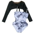 thumbnail image 1 of BULLPIANO Girl's Tie Dye Cut Out Scoop Neck One Piece Sport Swimsuit with Long Sleeve Cover Up Tops, 1 of 4