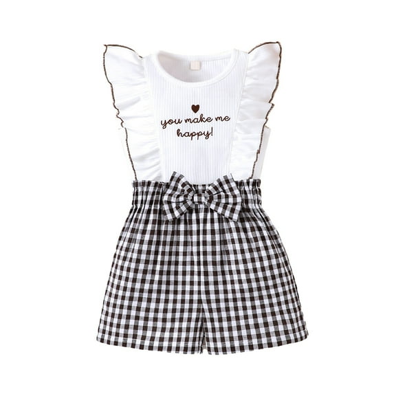 BULLPIANO Girls 2 Piece Summer Outfit Short Sleeve T-shirt Tops and Waist Shorts Set Cute Clothing