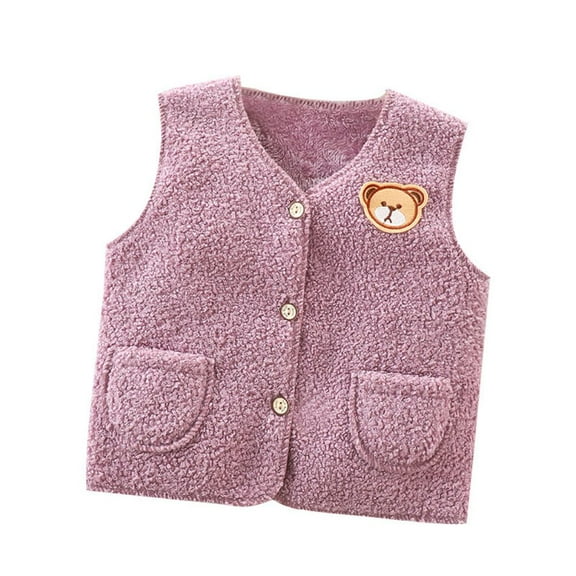 BULLPIANO Girls' Boys Fleece Vest Winter Warm Sleeveless Jacket Plush Waistcoat Sleeveless Jacket Warm Top