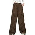 thumbnail image 1 of BULLPIANO Girls Cargo Pants with Pockets Drawstring Elastic Kids Joggers Loose Hip Hop Wide Leg Trousers, 1 of 5
