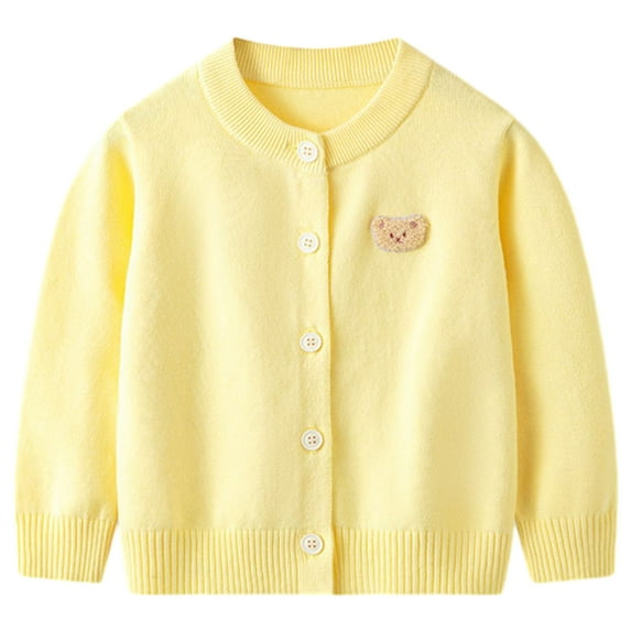 BULLPIANO Girls Crewneck Cardigan Sweater Cotton Button Long Sleeve Knit Sweaters Tops 3-7 Years