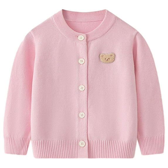 BULLPIANO Girls Crewneck Cardigan Sweater Cotton Button Long Sleeve Knit Sweaters Tops 3-7 Years