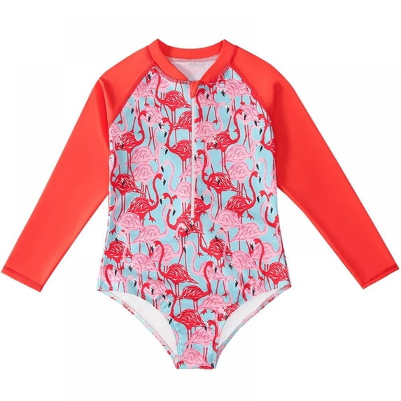 BULLPIANO Girls Long Sleeve Swimsuit One Piece Rash Guard Swimwear Quick Dry Kids Bathing Suits for Girls, Size 11-12 Years