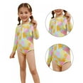 thumbnail image 1 of BULLPIANO Girls Long Sleeve Swimsuit One Piece Rash Guard Swimwear Quick Dry Kids Bathing Suits for Girls, Size 4-5 Years, 1 of 8