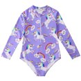 thumbnail image 1 of BULLPIANO Girls Long Sleeve Swimsuit One Piece Rash Guard Swimwear Quick Dry Kids Bathing Suits for Girls, Size 7-8 Years, 1 of 8