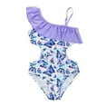 thumbnail image 1 of BULLPIANO Girls One Piece Swimsuits One Shoulder Ruffle Swimwear Bathing Suit UPF 50+ Sun Protection, 1 of 7