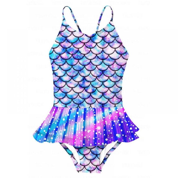 BULLPIANO Girls One Pieces Swimsuit Kids Beach Sling Spa Beach Swimwear Cute Mermaid Bathing Suits 4-12 Years