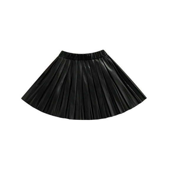 BULLPIANO Girls Pleated Skirt PU Leather High Waist Skort Shorts Tennis School Uniform Skirts