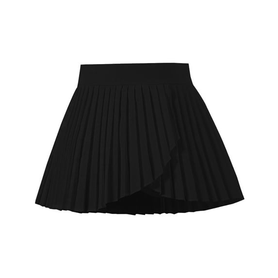 BULLPIANO Girls Pleated Skirts with Shorts Athletic Tennis Asymmetry Skorts Sport Performance Casual Skirt, 13-14 Years