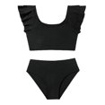thumbnail image 1 of BULLPIANO Girls Swimsuit Two Piece Swimsuits Kids Solid Color Ruffle Trim Bikini Set Bathing Suit, 1 of 5