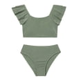 thumbnail image 1 of BULLPIANO Girls Swimsuit Two Piece Swimsuits Kids Solid Color Ruffle Trim Bikini Set Bathing Suit, 1 of 5