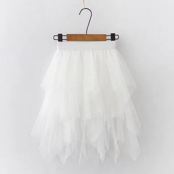 BULLPIANO Girls Tutu Skirts Gradient Color Layered Tulle Skirt Asymmetric Hem Elastic Waist Party Birthday Dance Princess Skirt