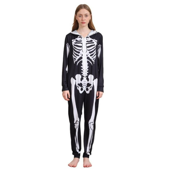 BULLPIANO Halloween Pajamas for Family Skeleton Pumpkin Printed Long Sleeve Jumpsuits Matching Family Pajama Couple Funny Matching Pjs