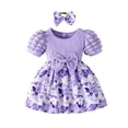 thumbnail image 1 of BULLPIANO Infant Baby Girl Dress Toddler Girl Clothes Short Sleeveless Flower Dress Summer Dresses with Headband for Girl, 1 of 7