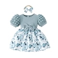 thumbnail image 1 of BULLPIANO Infant Baby Girl Dress Toddler Girl Clothes Short Sleeveless Flower Dress Summer Dresses with Headband for Girl, 1 of 7