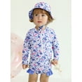 thumbnail image 1 of BULLPIANO Infant Baby Girl One Piece Swimsuit Long Sleeve Jumpsuit Swimwear Newborn Zipper Bathing Suit Swimwear with Hat, 1 of 9
