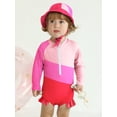 thumbnail image 1 of BULLPIANO Infant Baby Girl One Piece Swimsuit Long Sleeve Jumpsuit Swimwear Newborn Zipper Bathing Suit Swimwear with Hat, 1 of 9
