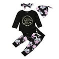 thumbnail image 1 of BULLPIANO Infant Baby Girl Romper Pants Headband Hat Clothes Outfit Set 0-18 Months, 1 of 6