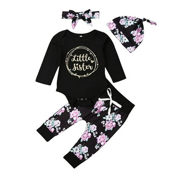 BULLPIANO Infant Baby Girl Romper Pants Headband Hat Clothes Outfit Set 0-18 Months