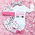 thumbnail image 1 of BULLPIANO Infant Baby Girl Romper Pants Headband Hat Clothes Outfit Set 0-3 Months, 1 of 13
