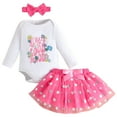 thumbnail image 1 of BULLPIANO Infant Baby Girl Summer Outfits Infant Print Romper Tutu Skirt Headband Baby Girl Clothes Set, 1 of 9