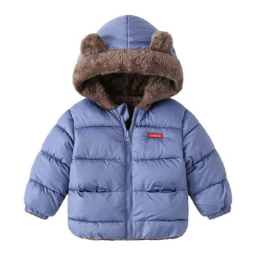 BULLPIANO Infant Baby Winter Coat Bear Hooded Padded Jacket Warm Fleece Snowsuit Warm Outerwear for Toddler Boy Girl 2-3 Years