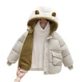 thumbnail image 1 of BULLPIANO Infant Baby Winter Fleece Coat Bear Hooded Jacket Warm Padded Snowsuit for Toddler Boys Girls 2-8T, White, 1 of 5