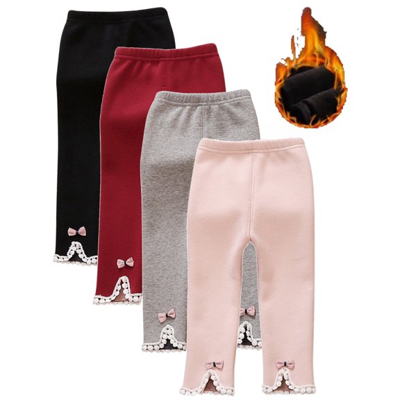 BULLPIANO Infant Girls Leggings Fleece Lined Trousers Kids Warm Legging Pants 0-4 Years