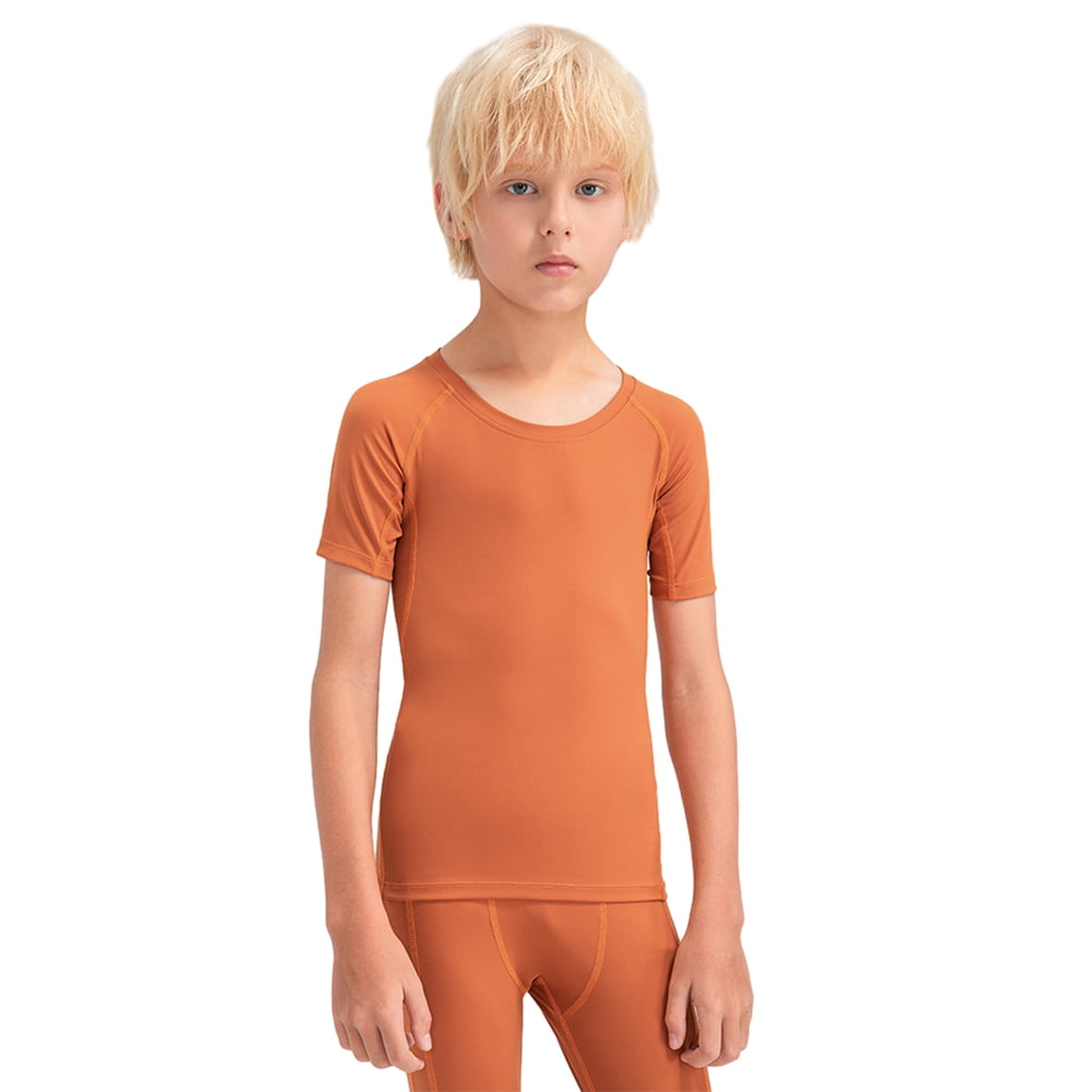 BULLPIANO Kids Boys Compression Shirt Short Sleeve Youth Undershirts