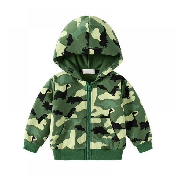 BULLPIANO Kids Boys Hooded Jacket Toddler Camouflage Windbreaker Lightweight Coat Zipper 1-8 Years