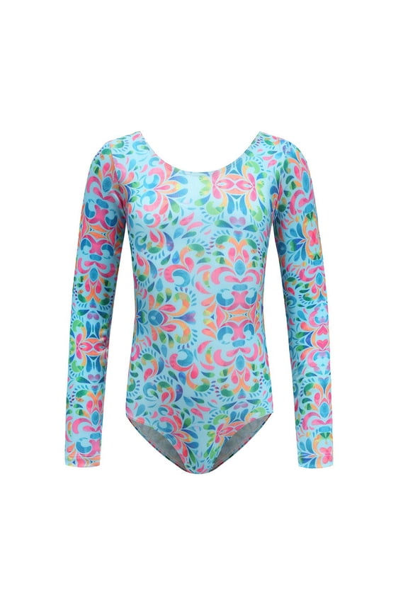 Kids Girls Gymnastic Leotard Little and Teen Girls Long Sleeve Ballet Latin Dance One Piece Outfit 5-13Y
