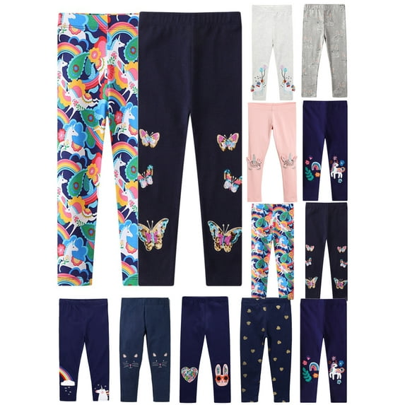 BULLPIANO Kids Girls Leggings Footless Cotton Skinny Leggings Toddler Baby Girls Cartoon Stretch Legging 1-7 Years