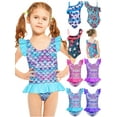 thumbnail image 1 of BULLPIANO Kids Girls One Piece Swimsuits Ruffle Beach Bathing Suit 1-8 Years, 1 of 5