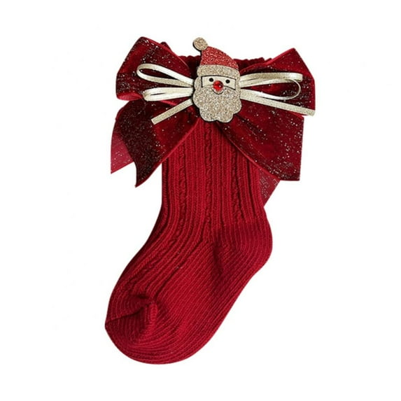 BULLPIANO Little Girls Boys Socks with Grips Toddlers Bow Stockings Newborn Infant Non-Slip Sock Long Socks For Girls Christmas Socks