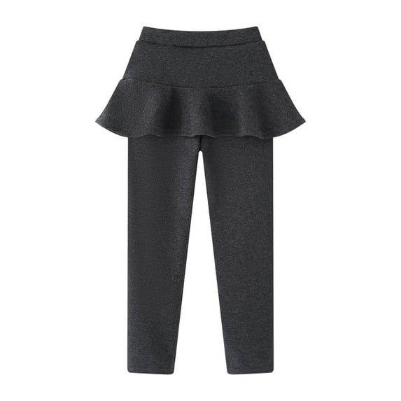 BULLPIANO Little Girls Footless Leggings with Mini Ruffle Skirt Stretchy Pantskirt 3-11 Years