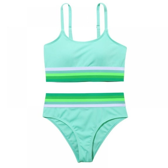 BULLPIANO Little Girls Two-Piece Swimwear Bikini Beach Swimwear Tankini Swimwear Bikini Top and Bottom Swimsuits Bathing Suits for Girls 7-14 Years