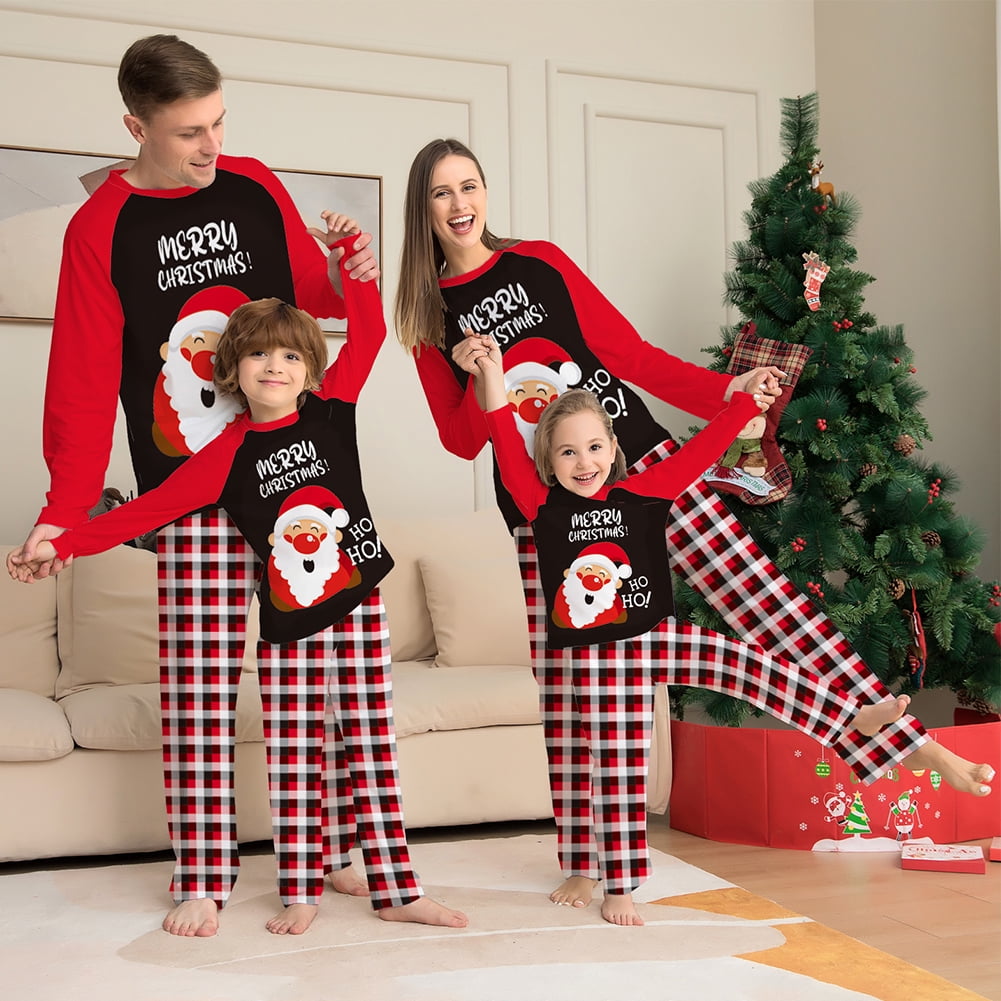 BULLPIANO Matching Family Christmas Pajama Set Print Christmas