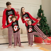 BULLPIANO Matching Family Christmas Pajama Set Print Christmas Sleepwear Pajamas Set Santa Homewear Holiday Pajamas 2-Piece Set