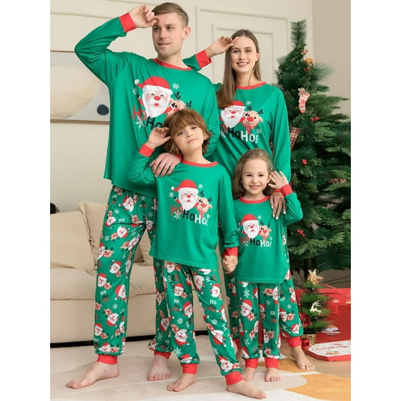 BULLPIANO Matching Family Christmas Pajamas Set, Xmas Holiday PJs for Women/Men/Kids/Couples, Letter Printed Loungewear Sleepwear