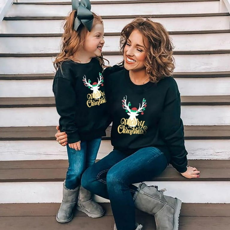 BULLPIANO Merry Christmas Family Matching Clothes Xmas Ugly Sweaters Hoodie Sweashirts For Couple Family