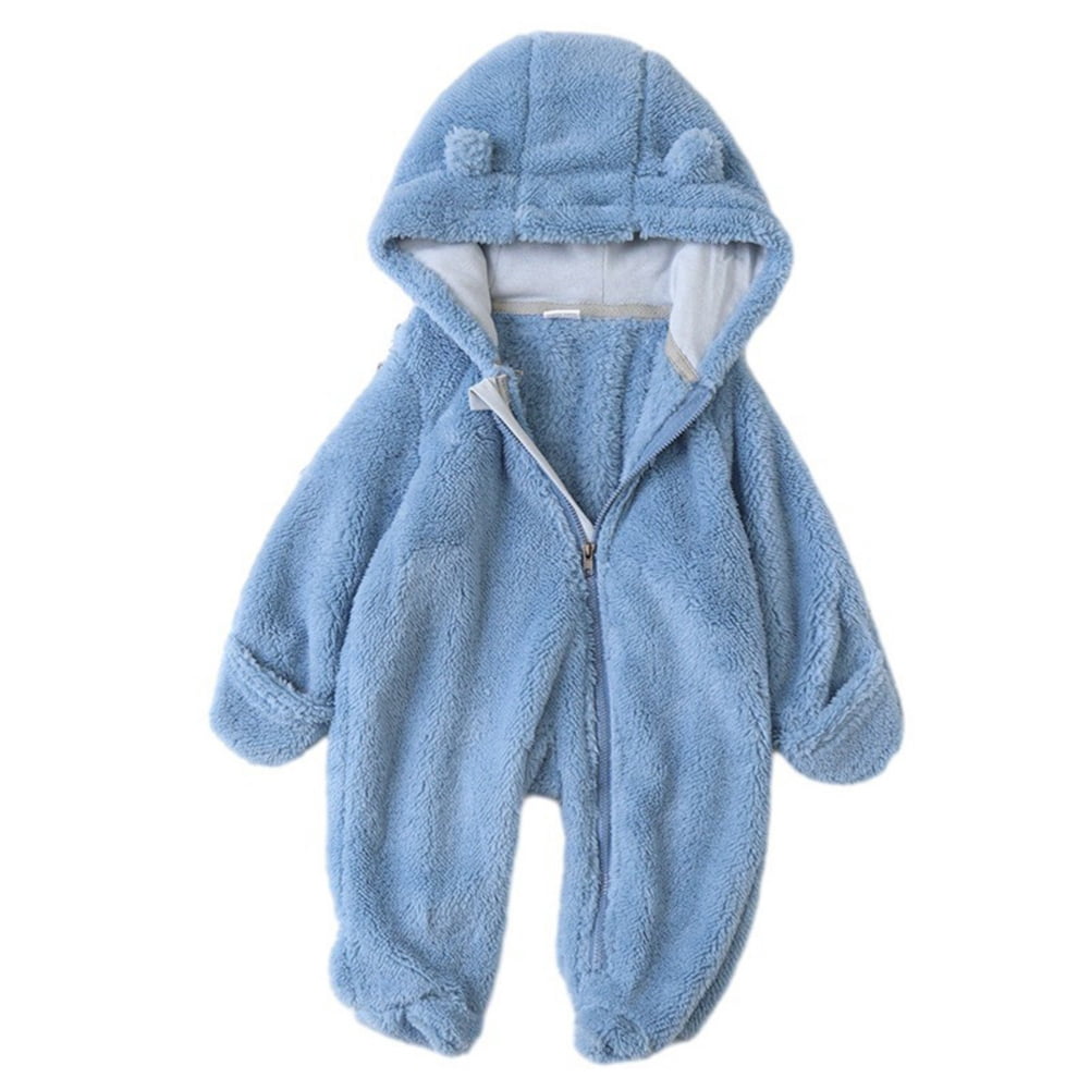 BULLPIANO Newborn Baby Boy Girl Snowsuit Hooded Fleece Rompers Long ...