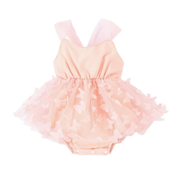 BULLPIANO Newborn Baby Girl Summer Romper Dress Sleeveless Tulle Skirt Hem Ribbed Bodysuit Birthday Princess Outfits