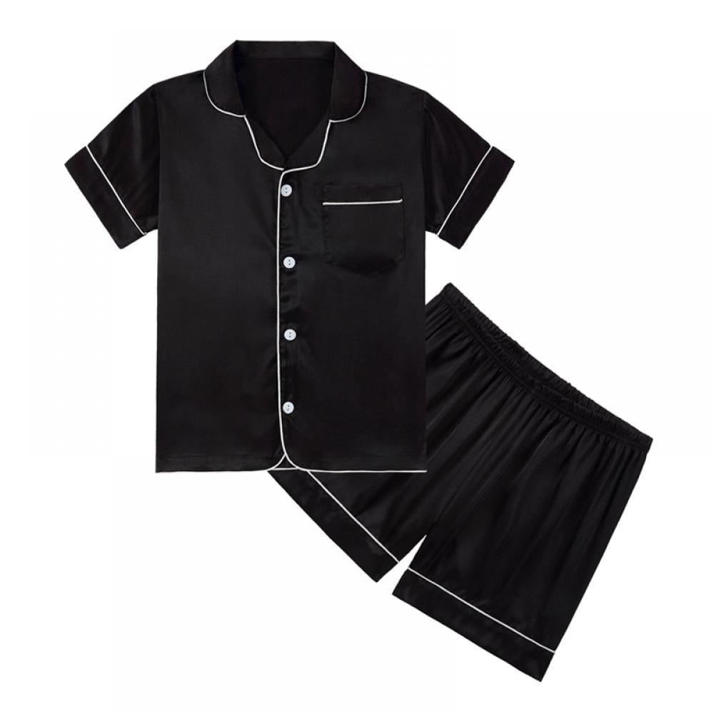 BULLPIANO Pajama Set for Kid Girl Button-up Silk Pajama Sleepwear ...