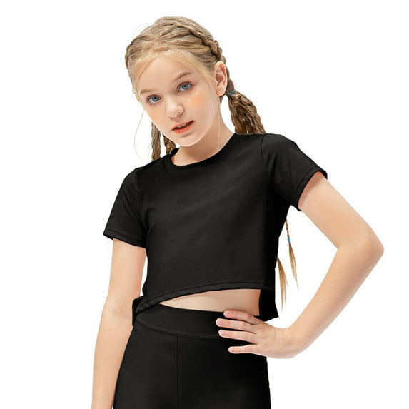 BULLPIANO Teen Girls Athletic Shirts Short Sleeve Crewneck T-shirts Sports Active Athletic Performance T-Shirt