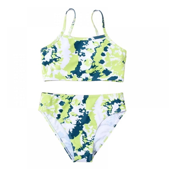 BULLPIANO Teen Girls Bikini Beach Swimwear 2 Piece Swimsuits Printing Bathing Suits 7-13 Years