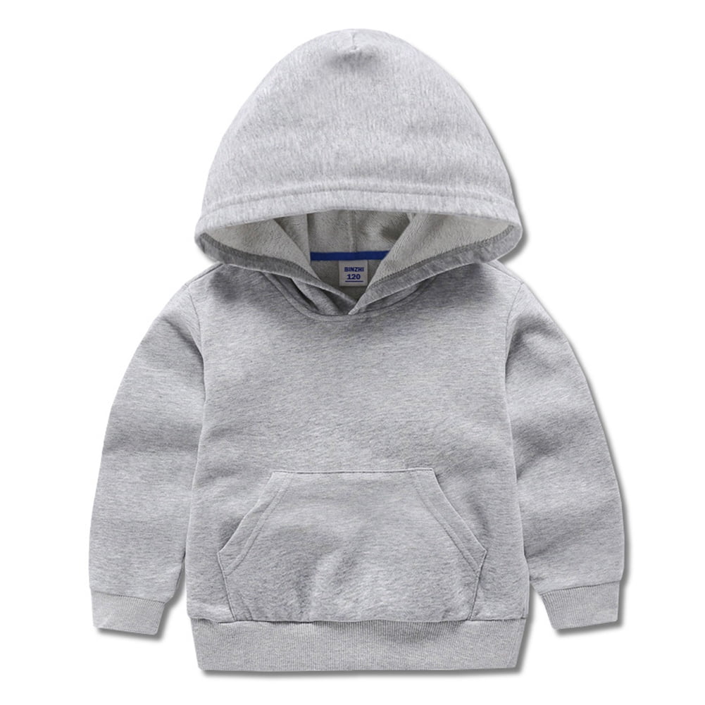 BULLPIANO Toddler Baby Boy Girl Hooded Sweatshirt with Pocket Solid