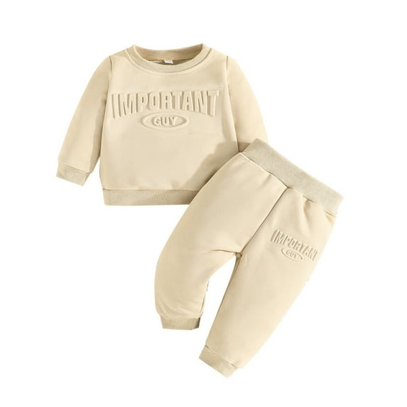 BULLPIANO Toddler Baby Boy Spring Outfits Letter Crewneck Sweatshirt Long Pants 2Pcs Casual Clothes Set