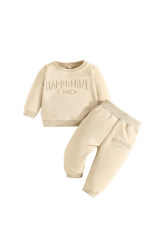Toddler Baby Boy Spring Outfits Letter Crewneck Sweatshirt Long Pants 2Pcs Casual Clothes Set