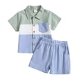thumbnail image 1 of BULLPIANO Toddler Baby Boys Clothes Set Cotton Linen Short Sleeve Button Down Shirt Top and Shorts 2PCS Summer Outfit 2-9 Years, 1 of 7
